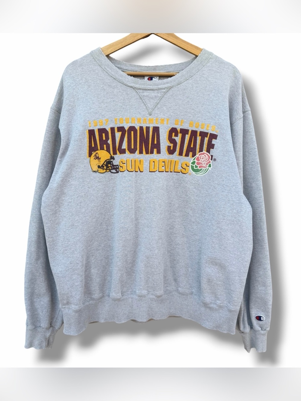 Vintage Champion 1997 Rose Bowl Arizona State Sun Devils Sweatshirt Gray Size XL